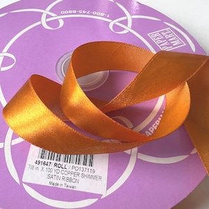 7/8” Copper Shimmer Satin Ribbon Single sided sold by the yard
