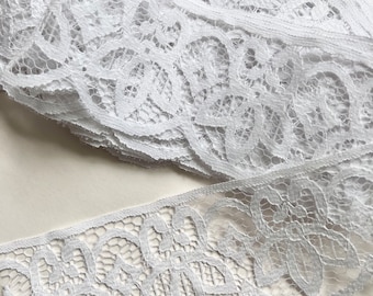 White Scalloped Lace Trim 2.5” wide, sold by the yard