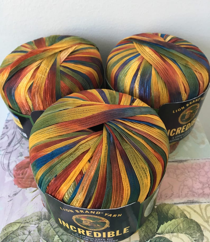 Copper Penny Incredible Ribbon Lion Brand Yarn Novelty Yarn Etsy