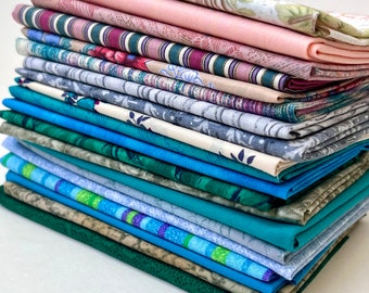 Vintage Floral Cotton Fabric Fat Eighths Bundle: Quilting & Crafting