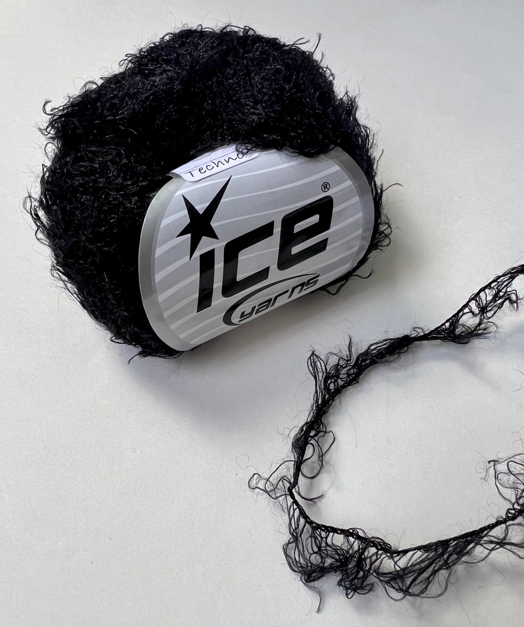 Techno Black Curly Eyelash Yarn by Ice Yarns Etsy