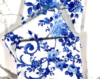 Blue Porcelain Rose Cotton Fabric Fat Quarter - Northcott