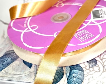7/8” Wide Light Gold Shimmer Satin Ribbon Single sided sold by the yard