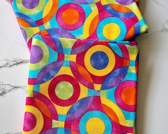 Katoenstof met geometrische cirkels Fat Quarter: opvallende veelkleurige print