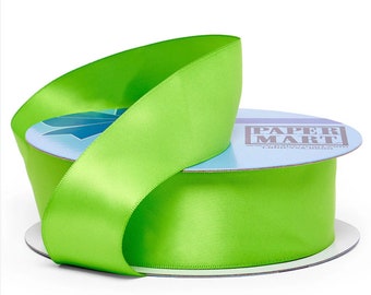 7/8" Wide Chartreuse Satin Ribbon: Single Sided, Sold by the Yard