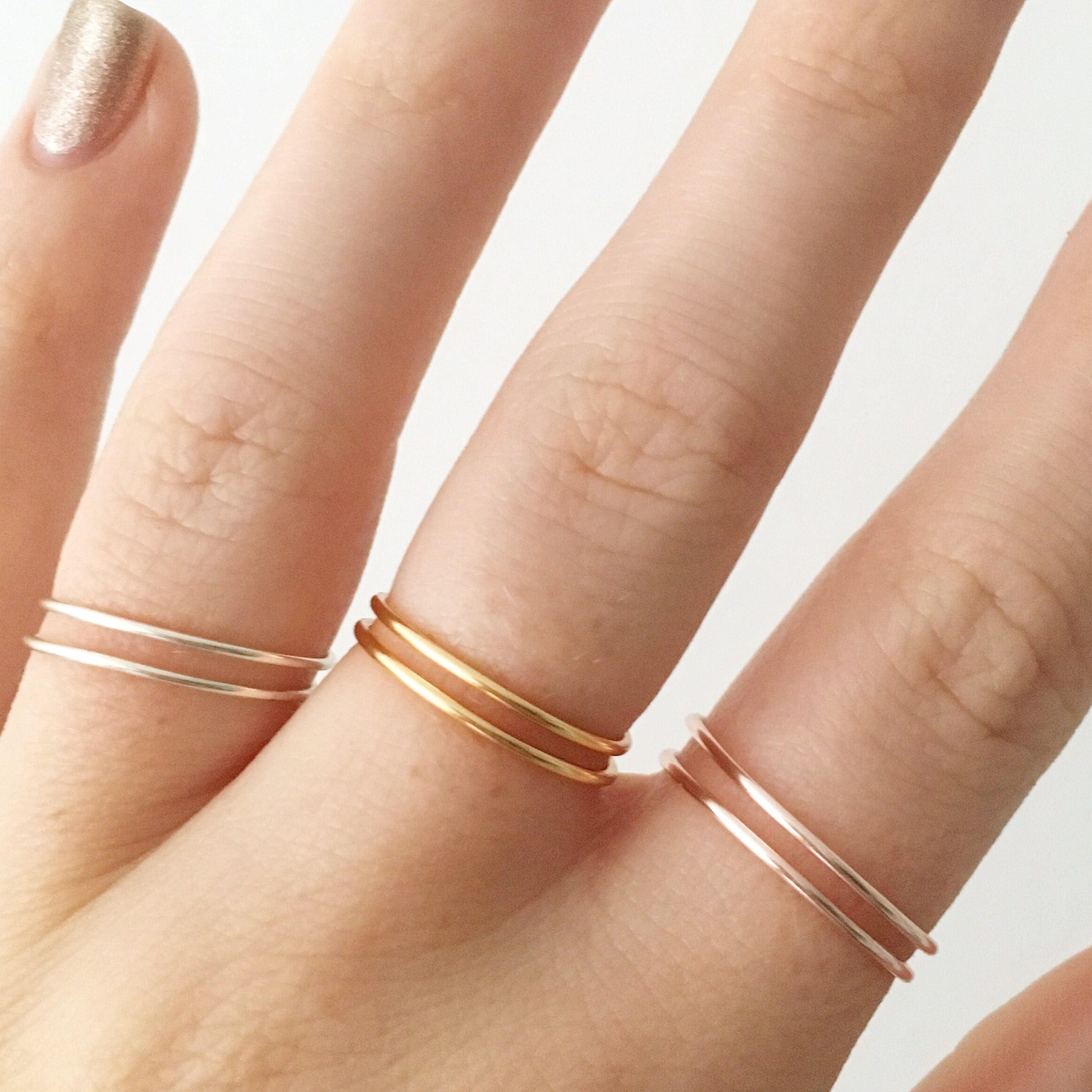 Rose Gold/Gold/Silver Band Ring Layering ring Stacking Etsy