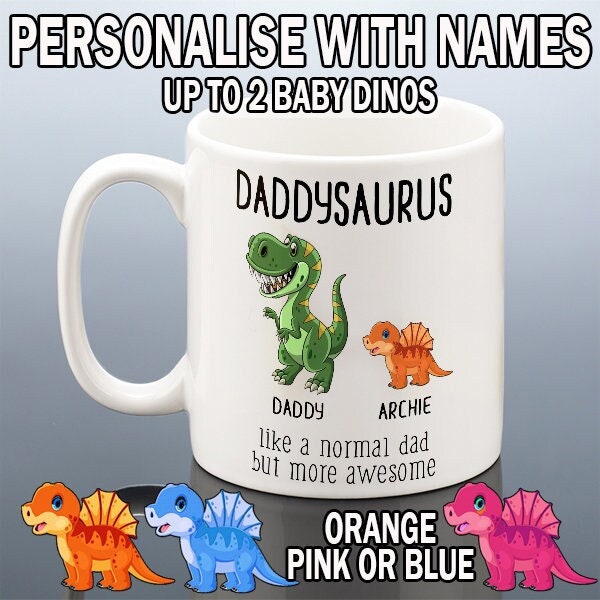DINOSAUR DADDY MUG Dad Birthday Gift Cute Dad Father's Day Gift Father Personalised Daddy Cup First Time Daddy Gift from Son Daddysaurus