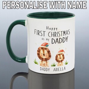DADDY FIRST CHRISTMAS Mug Personalised Dad 1st Christmas Gift Grandad Lion Cup Uncle 1st Christmas Stocking Filler 2026 Dad First Xmas