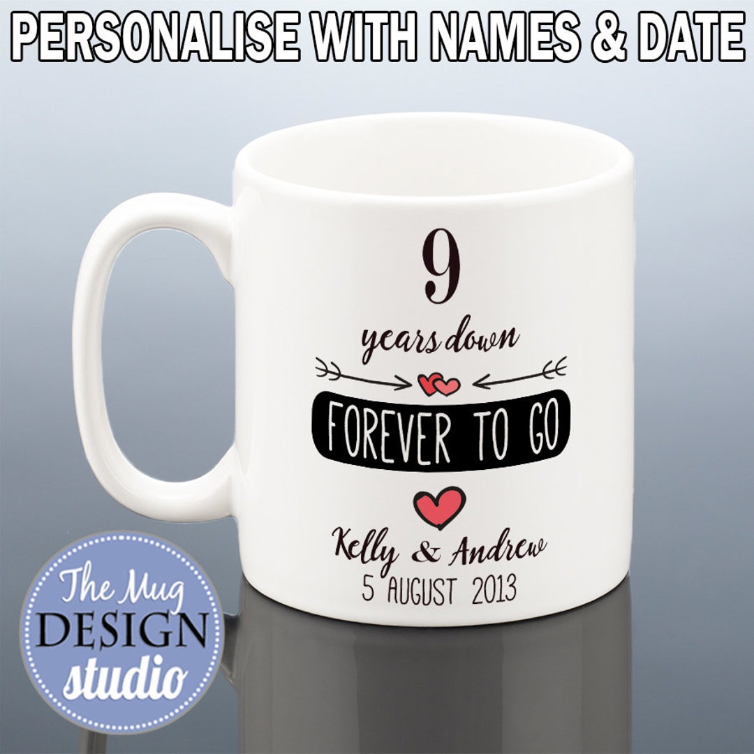 9th WEDDING ANNIVERSARY MUG Anniversary Gift Her Personalised 9 Years