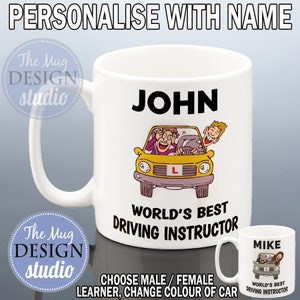 DRIVING INSTRUCTOR MUG Birthday Gift Personalised Driving Teacher Thank You Present Student Work Colleague Friend Driving Test Passed