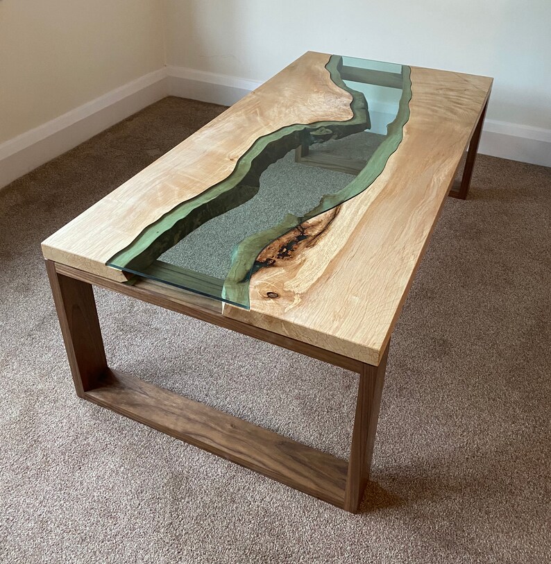 River Coffee Table Glass River Table Wood Coffee Table Etsy