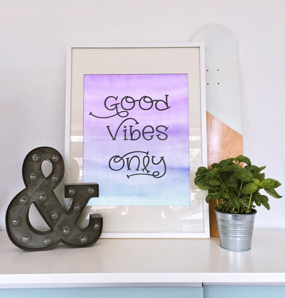 Purple Blue Watercolor Wall Art Inspirational Print Good Etsy