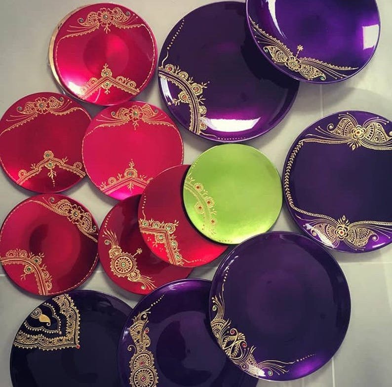 Mehndi / Henna Charger Plate thaal small mehndi night Etsy