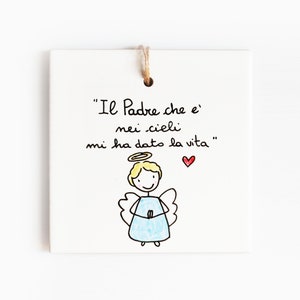 Bomboniere battesimo bimbo bimba comunione cresima frasi illustrazione animali personalizzate ceramica mattonella piastrella volpe riccio