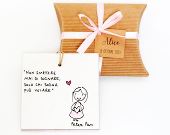 Baptism favors first communion confirmation phrases illustration animals personalized ceramic tile original tile