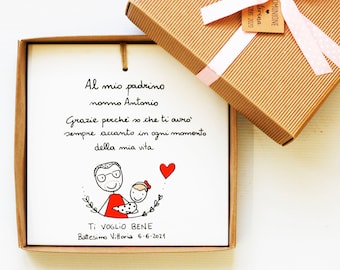 Baptism favors first communion confirmation phrases illustration animals personalized ceramic tile original tile