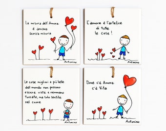 Baptism favors first communion confirmation phrases illustration animals personalized ceramic tile original tile