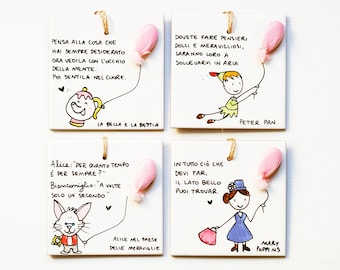 Baptism favors first communion confirmation phrases illustration animals personalized ceramic tile original tile