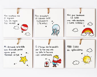 Baptism favors first communion confirmation phrases illustration animals personalized ceramic tile original tile