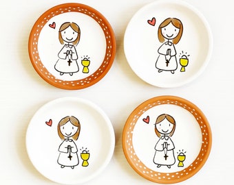 Baptism favors first communion confirmation phrases illustration animals personalized ceramic tile original tile