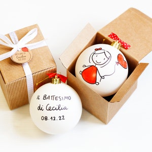 Bomboniera battesimo Pallina Natale personalizzata idea regalo bambina bambino mamma