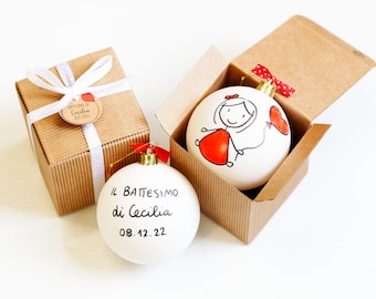 Christening favor personalized Christmas ball gift idea for baby girl, boy, mother