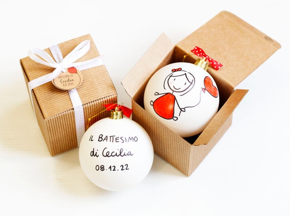Christening favor personalized Christmas ball gift idea for baby girl, boy, mother