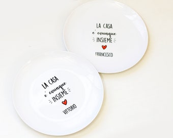 Piatti con stampa personalizzata ceramica idea regalo testimone nozze originale disegno illustrazioni cibo frasi pizza