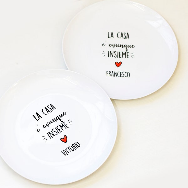 Piatti con stampa personalizzata ceramica idea regalo testimone nozze originale disegno illustrazioni cibo frasi pizza