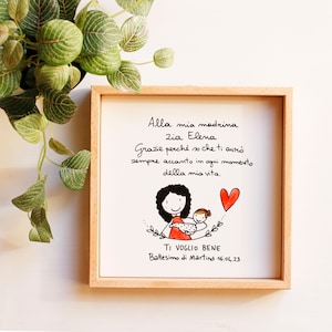 Bomboniere madrina padrino battesimo prima comunione cresima frasi illustrazione personalizzate quadretto ceramica piastrella originali