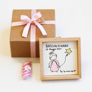 Bomboniere battesimo bambina angioletto quadrett comunione cresima frasi illustrazione animali personalizzate ceramica mattonella piastrella