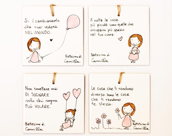 Baptism favors first communion confirmation phrases illustration animals personalized ceramic tile original tile