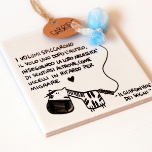 Bomboniere battesimo prima comunione cresima frasi illustrazione animali personalizzate ceramica mattonella piastrella originali zebra