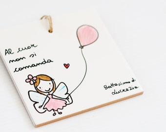 Baptism favors first communion confirmation phrases illustration animals personalized ceramic tile original tile