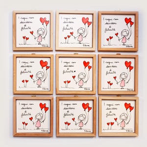 Bomboniere comunione cresima bambina quadretto frasi illustrazione animali personalizzate ceramica mattonella piastrella artigianali cuore