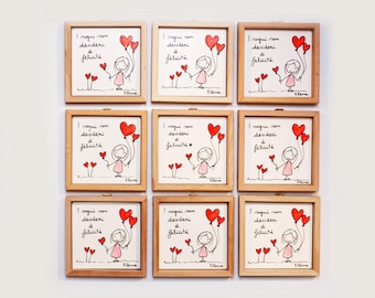 Baptism favors first communion confirmation phrases illustration animals personalized ceramic tile original tile