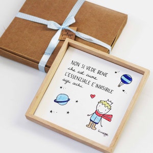 Bomboniere madrina padrino battesimo comunione cresima frasi illustrazione personalizzate quadretto ceramica piastrella piccolo principe