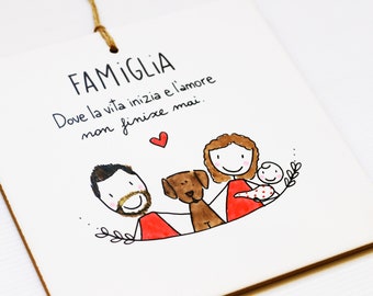 Illustrated family personalized tile tile house rules couple bride and groom wedding ceramic decor