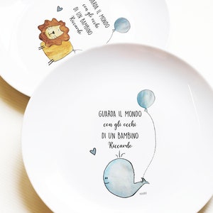 Personalized plates hand decorated ceramic original gift idea drawing illustrations food phrases