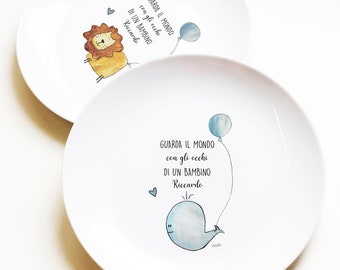 Personalized plates hand decorated ceramic original gift idea drawing illustrations food phrases