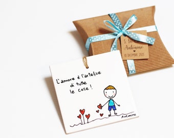 Baptism favors first communion confirmation phrases illustration animals personalized ceramic tile original tile