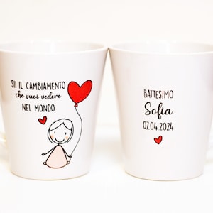 Bomboniere madrina padrino battesimo nascita comunione cresima tazza personalizzata frasi illustrazione ceramica bimba bimbo utili