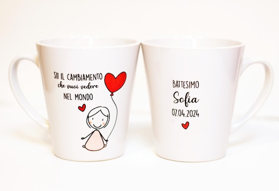 Tazza in ceramica (Bomboniere per Battesimo, Comunione, Cresima, Laurea e Matrimonio)