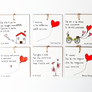 Bomboniere matrimonio nozze originali personalizzate frasi illustrazione animali ceramica mattonella piastrella