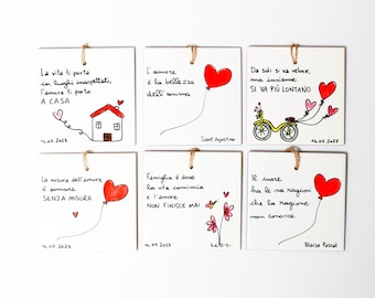 Baptism favors first communion confirmation phrases illustration animals personalized ceramic tile original tile