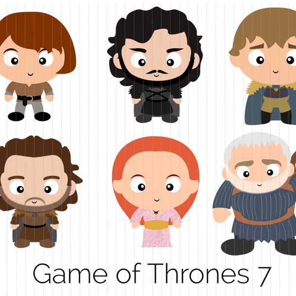 Game of Thrones Clipart - Arya Stark, Jon Snow, Rickon Stark, Robb Stark, Sansa Stark, Hodor & Bran, Instant Download, PNG, cute, funko