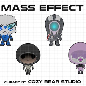 Unique Mass Effect Clipart with Garrus, Legion, Kasumi, and Tali Designs