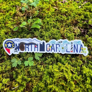 North Carolina Location Clear Sticker | NC Decal | North Carolina Art