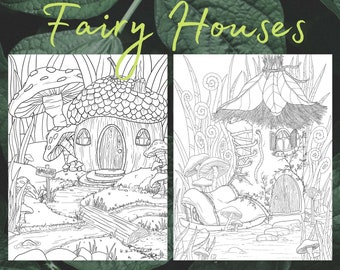 Páginas para colorear de la Casa de Hadas: La Cabaña de Bellota y la Cabaña de las Botas (Descarga digital)