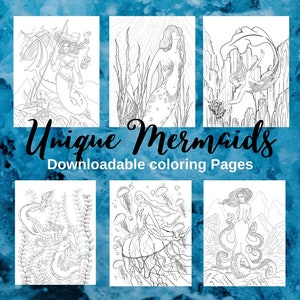 Imagine a World Of Mermaids, Adult Coloring page, digital download, printable, dancing eel mermaids